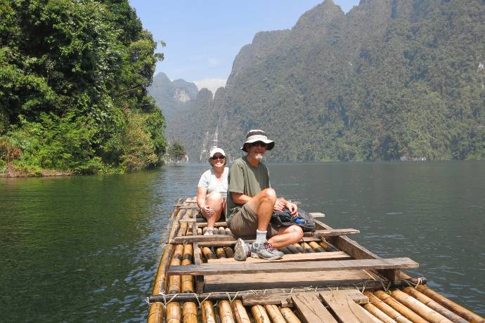 bamboo rafting to visit coral cave