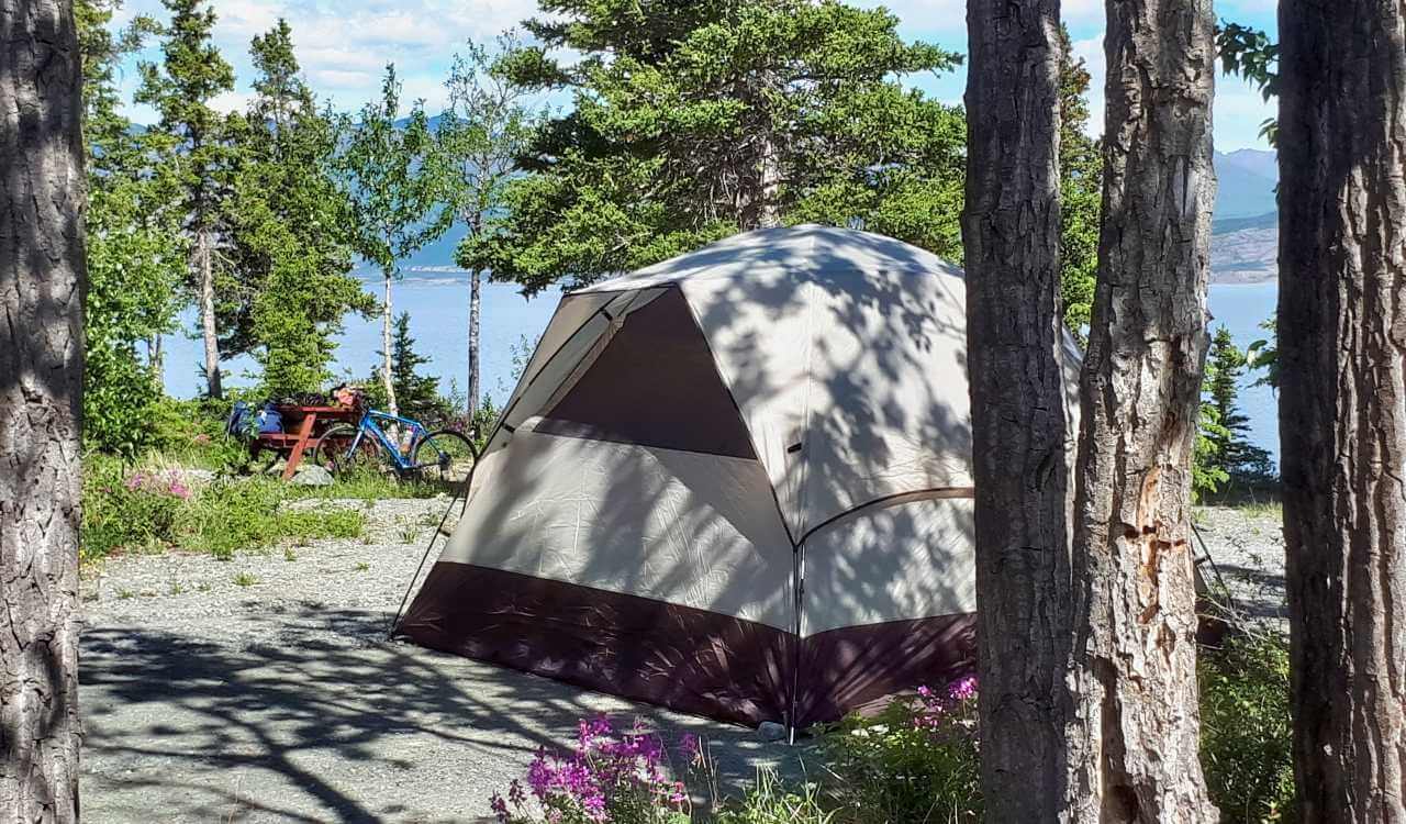 Camping on the shores of Kluane KLake