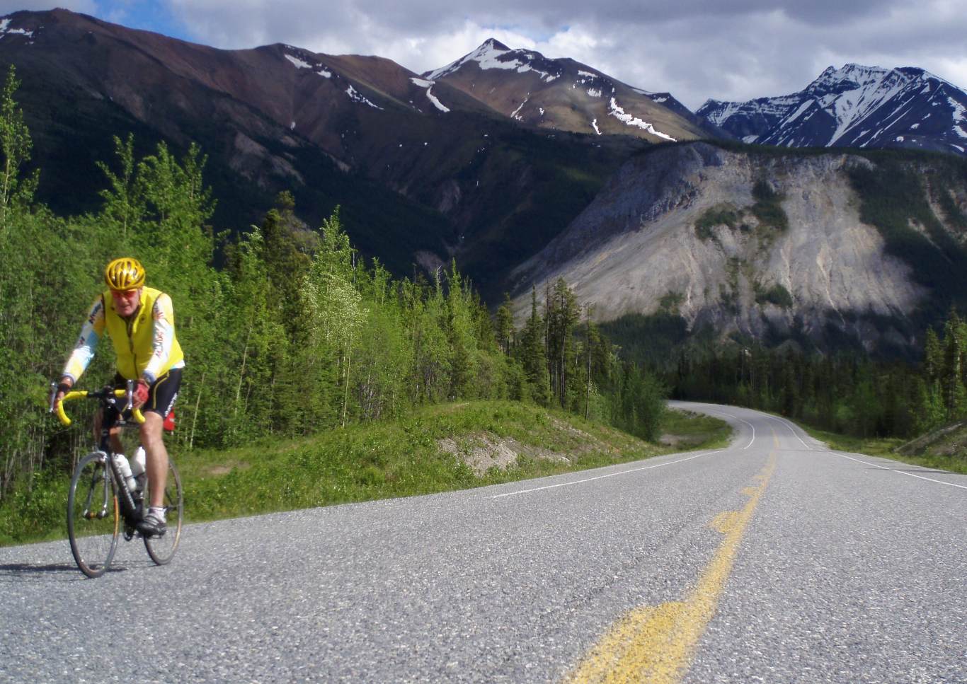bicyclist on Alaska Highway in Canada