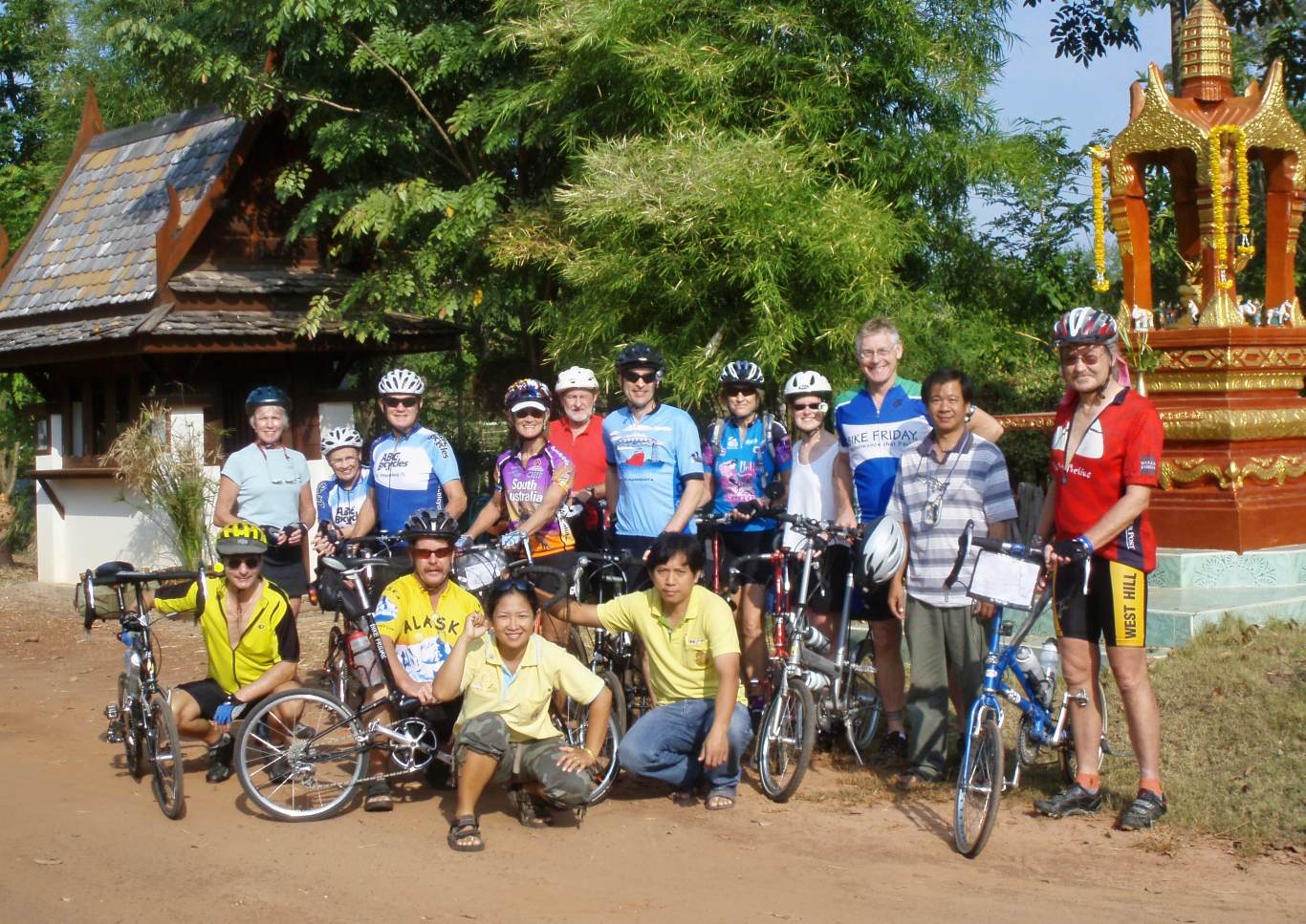 bicycling tour group in Sukhothai Thailand