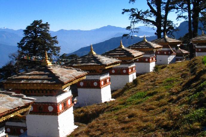 memorial chortens on top Dochula Pass