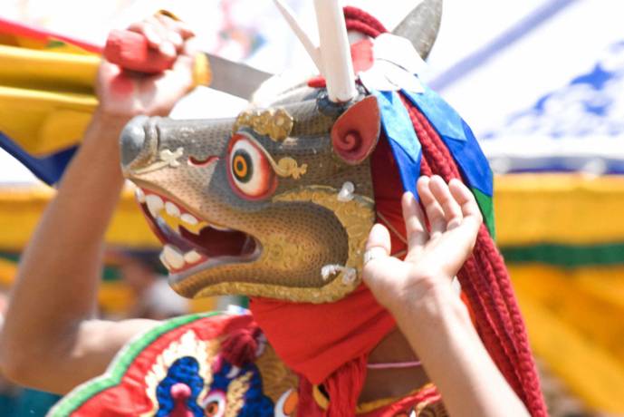 a masked dancer from Tsechu Festival Thimphu