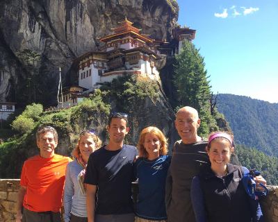 a family enjoying a walking trip in Bhutan