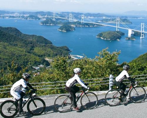 cyclists  near the Shimanami Kaido