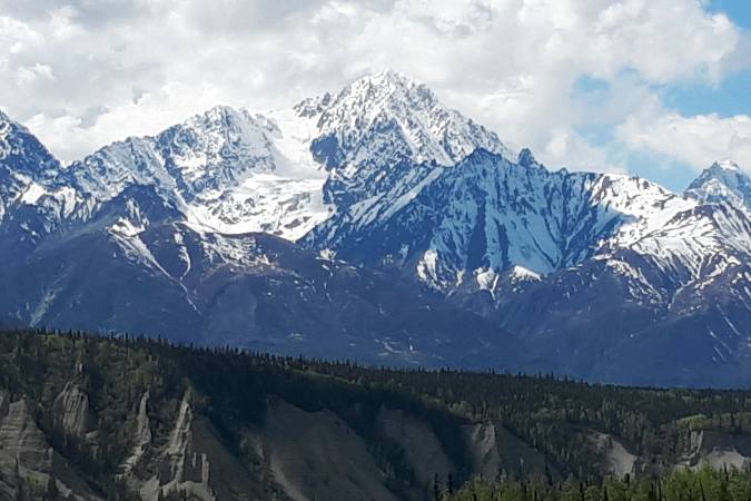 scenic view Alaska Range during cycle tour